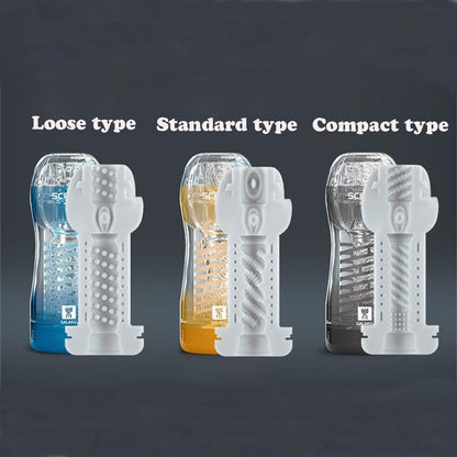Galaku Durable Exercise Toy for Men, Vacuum Twisted Cup Vagina, Transparent Male Masturbator