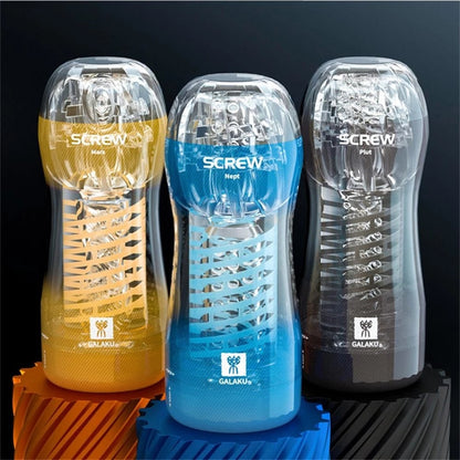 Galaku Durable Exercise Toy for Men, Vacuum Twisted Cup Vagina, Transparent Male Masturbator