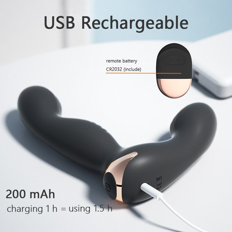 Gelugee Anal Plug Vibrator Prostate Massager Silicone Sex Toy for Men Butt Plug Wireless Remote Control 10 Modes Gay Sexy Product