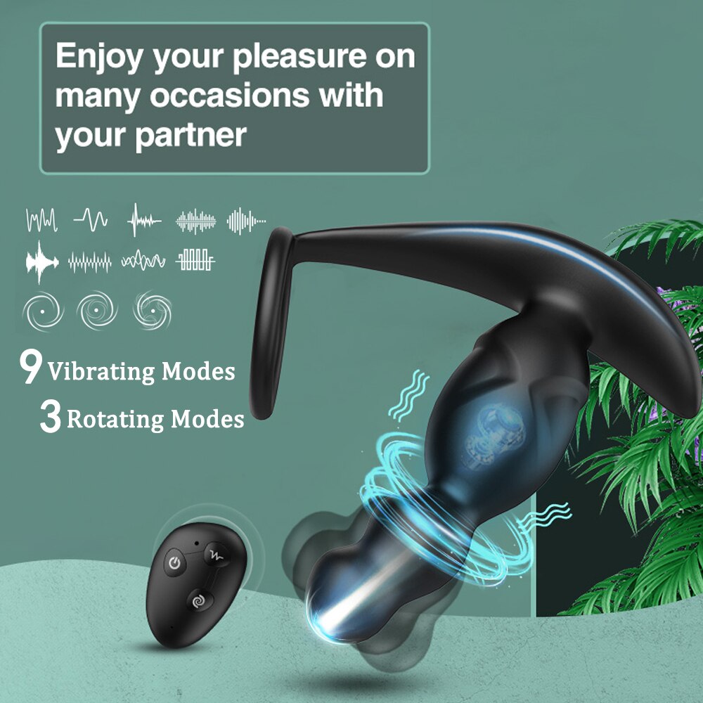 Gelugee App Anal Plug Vibrator, Sex Toy for Men, Prostate Massager, 360-Degree Stimulation Male Buttplug with Cock Ring
