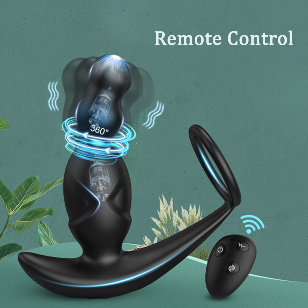 Gelugee App Anal Plug Vibrator, Sex Toy for Men, Prostate Massager, 360-Degree Stimulation Male Buttplug with Cock Ring