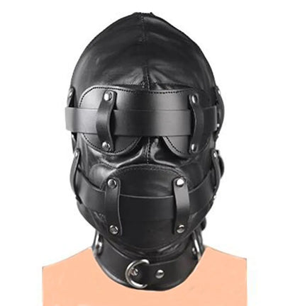 SM Leather Padded Hood Blindfold. Head Harness Mask Gag. BDSM Bondage. Sex Toys For Couples Accessories
