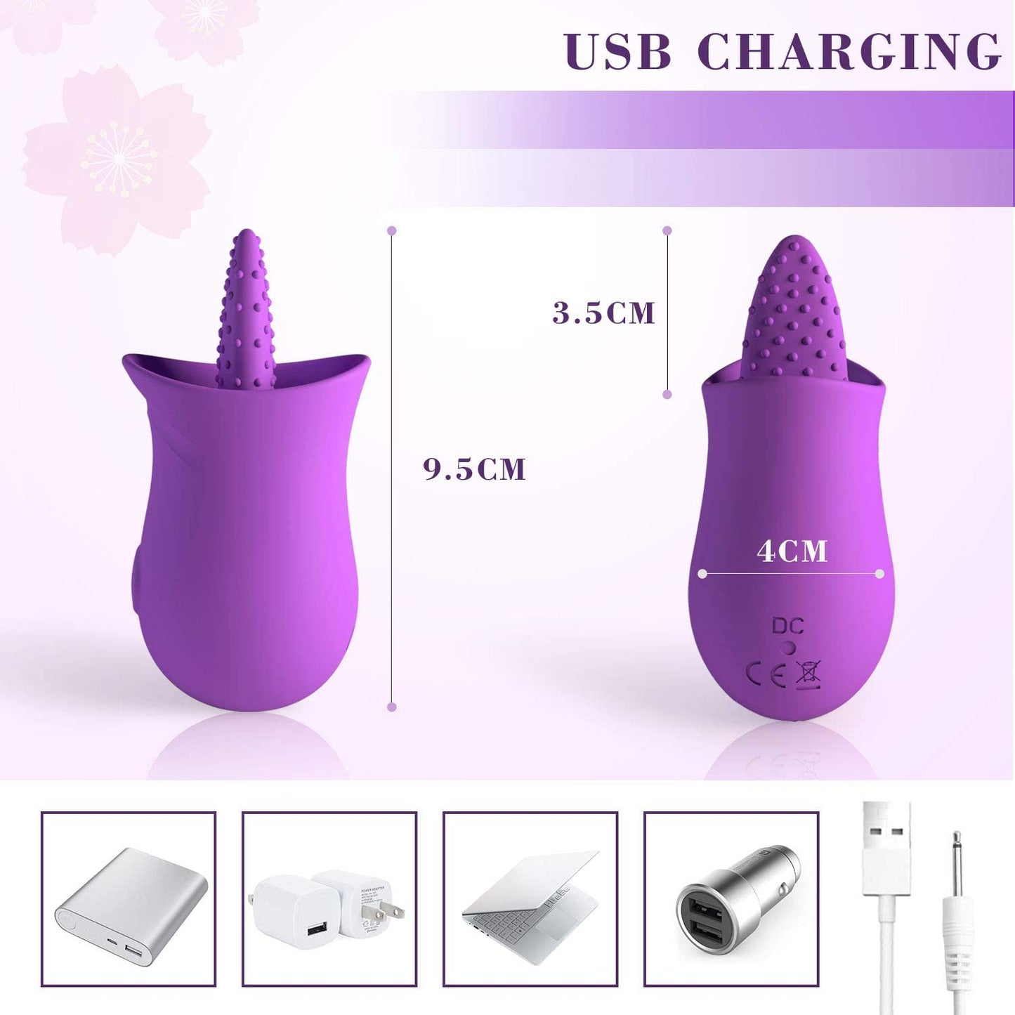 G-Spot Silicone Vibrator with Tongue Licking Nipple Stimulator, 10-Level Sex Toy with Powerful Motor for Women