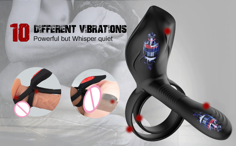 New Couples Delay Ejaculation Penis Vibrator with Double Cock Ring Nipple Massager Adult Sex Toys for Men Clitoris Stimulator