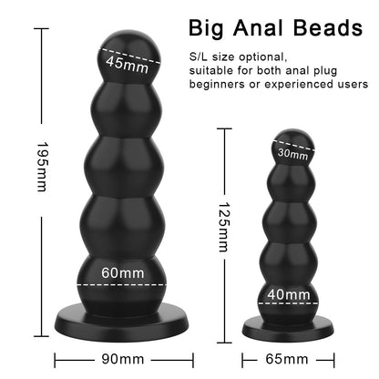 Female Male Masturbator Liquid Silicone 5 Beads Anal Plugs Big Dildos Butt Plug Sex Toys for Women Men Strong Suction Cup