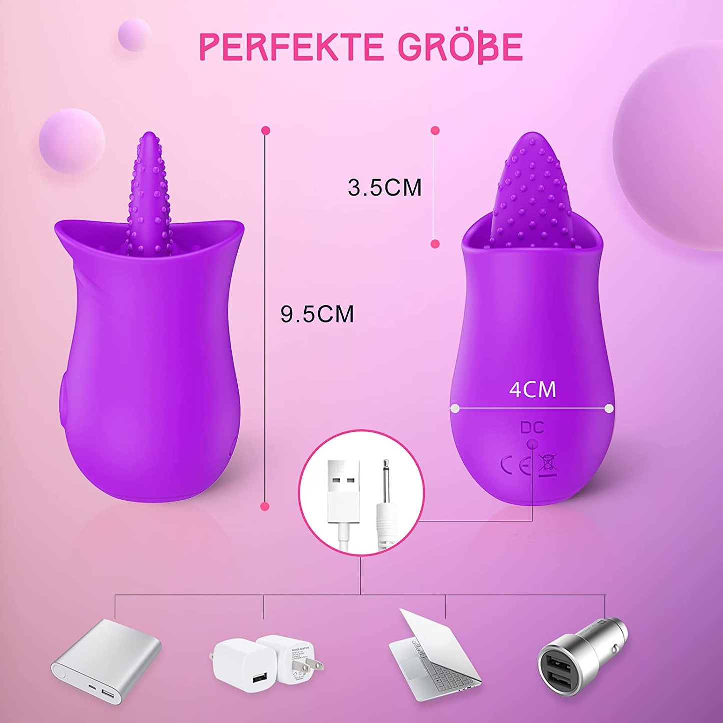 G-Spot Silicone Vibrator with Tongue Licking Nipple Stimulator, 10-Level Sex Toy with Powerful Motor for Women
