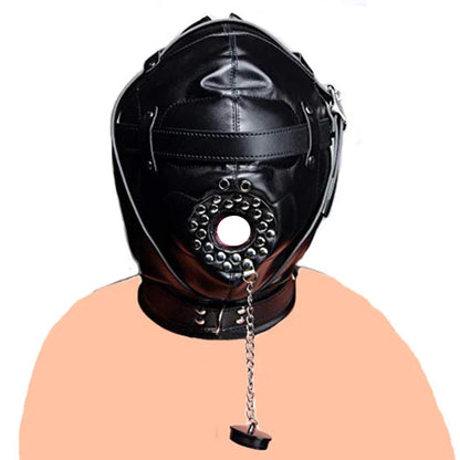 SM Leather Padded Hood Blindfold. Head Harness Mask Gag. BDSM Bondage. Sex Toys For Couples Accessories