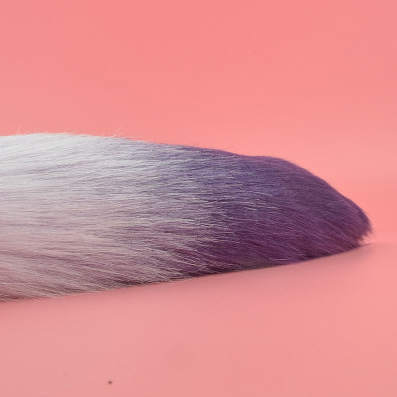 Metal with Gradient Color Fox Anal Plug Tail Flirting Anal Anal Plug Dilatation Ass Plug G-Spot Massage Masturbation Gay Sex Toys