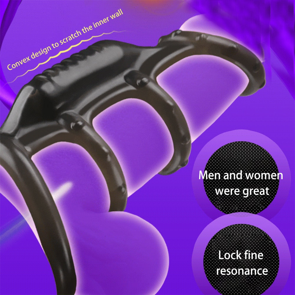 Dick Vibrating Penis Rings for Male Delay Ejaculation Men Sex Toys Silicone Penis Sleeve Ring Cock Ring Men Chastity Cage Device
