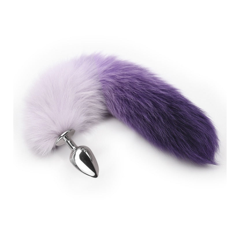 Metal with Gradient Color Fox Anal Plug Tail Flirting Anal Anal Plug Dilatation Ass Plug G-Spot Massage Masturbation Gay Sex Toys