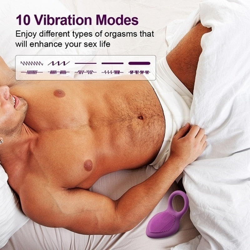 Penis Ring Vibrating Clitoris Stimulator G-Spot Sex Toys for Couples Vibro Delay Lick Vagina Orgasm Lock Fine Sleeve Vibrator