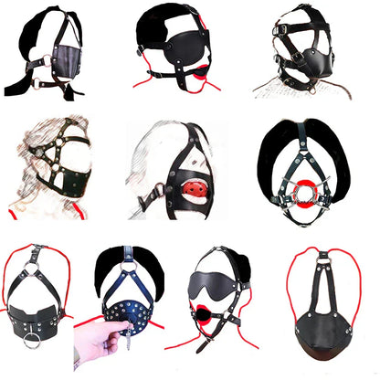 Ring/Spider/Ball Gag BDSM Leather Cover Mouth Mask Bondage. Muzzle Blindfold Restraints. SM Sex Toys For Couples