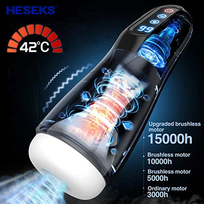 Automatic Male Masturbators 9 Suction and Vibration, Heating, Realistic Pussy Vaginas, Adult Male Sex Toys for Men 18+