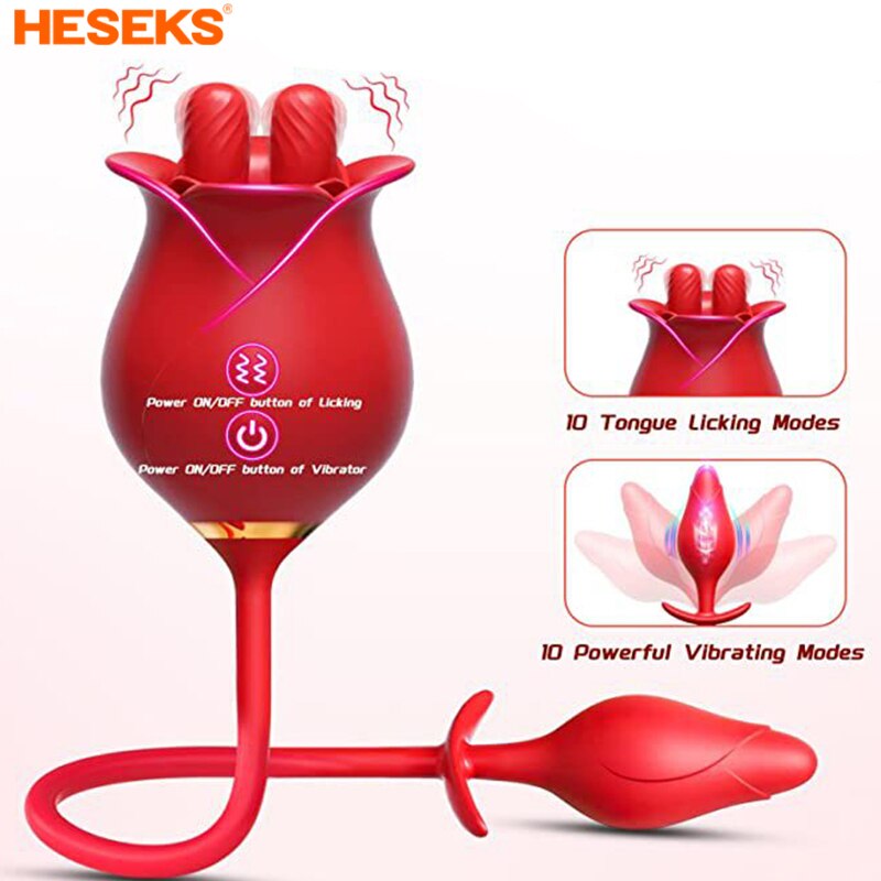 Rose Tongue Licking Vibrator, Female Nipple Sucking, G-Spot Clitoris Masturbation, Female Sex Toy