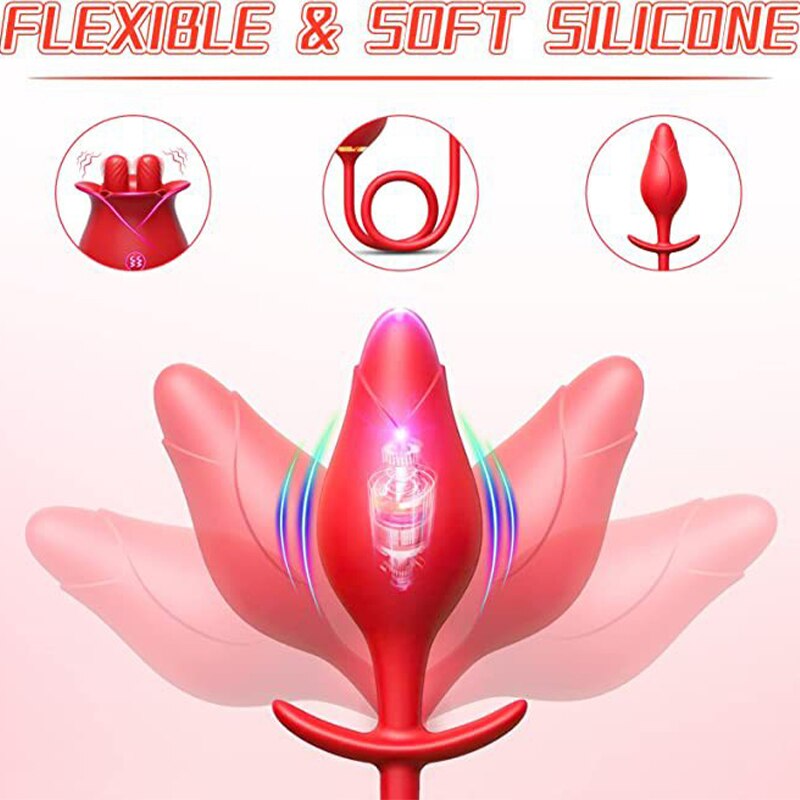Rose Tongue Licking Vibrator, Female Nipple Sucking, G-Spot Clitoris Masturbation, Female Sex Toy