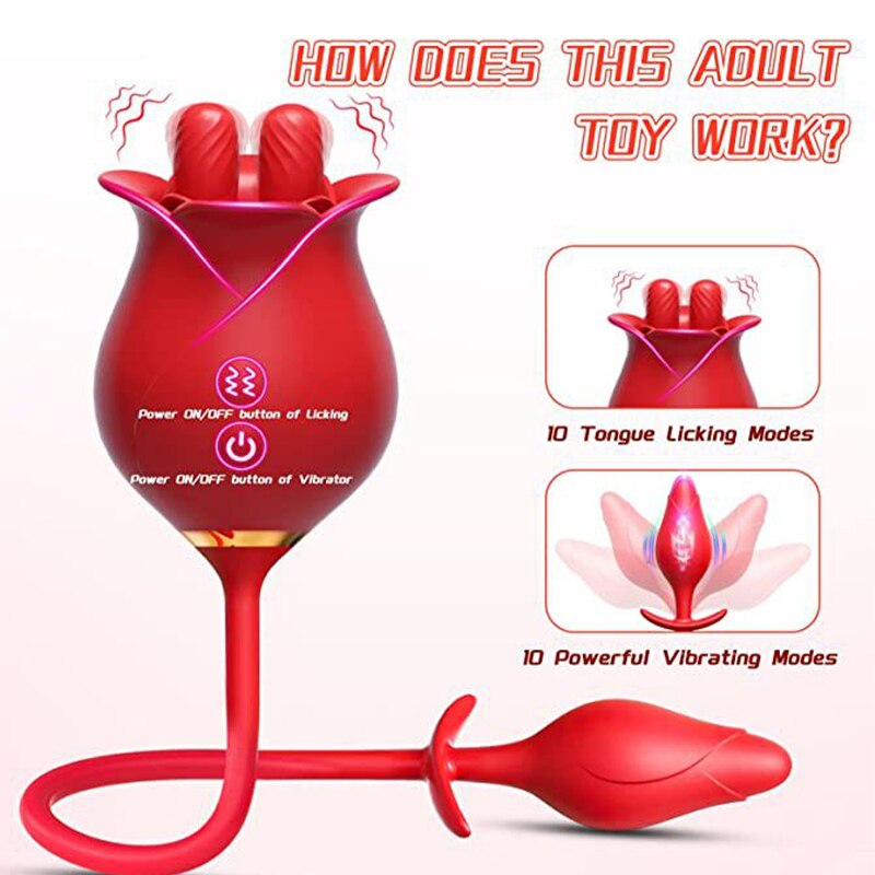 Rose Tongue Licking Vibrator, Female Nipple Sucking, G-Spot Clitoris Masturbation, Female Sex Toy