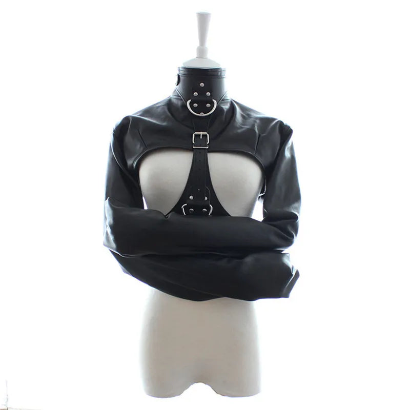 Synthetic Leather Straitjacket BDSM Adult Games Straight Jacket Adjustable Fetish Harness Body Bondage Sex Toy For Women and Men