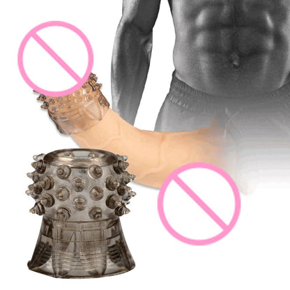 Dropshipping Men's Soft TPE Spiked Cock Ring Extender Penis Sleeve Delay Time Adult Sex Product