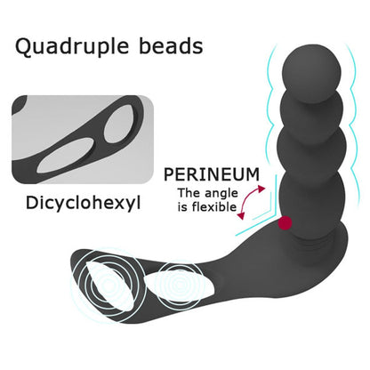 Silicone Anal Butt Plug Pull Beads with Cock Ring Prostate Massager Anal Balls Vibration Heating Erotic Anal Sex Toy for Adult