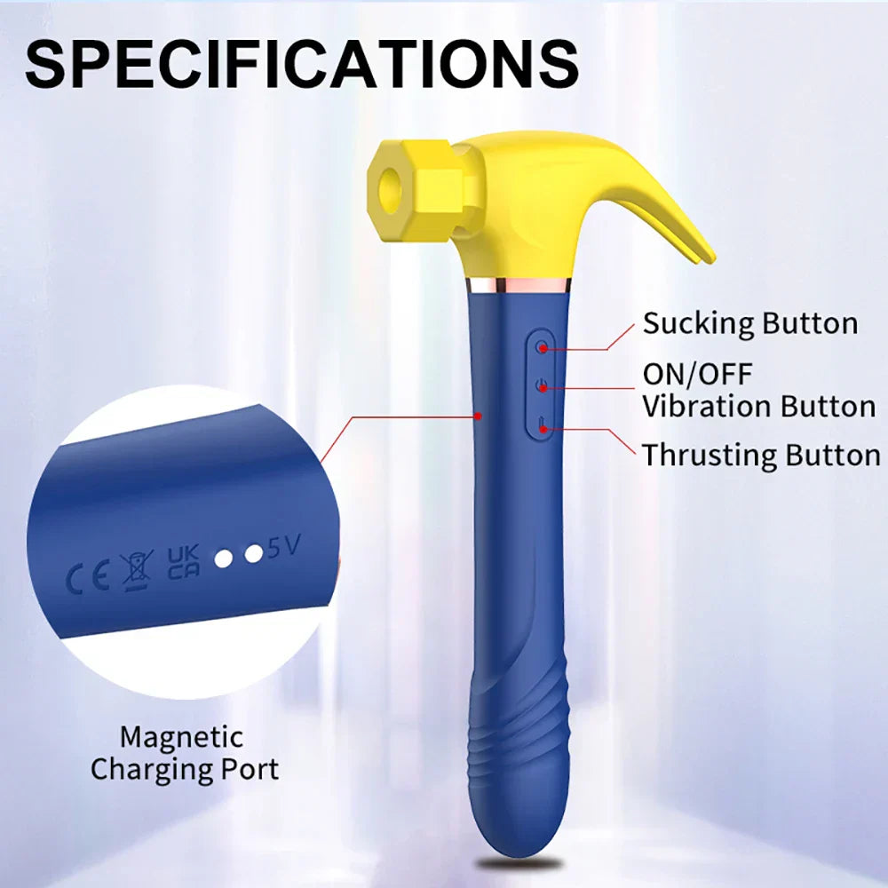 Hammer Vibrator Multifunctional Sex Machine G-Spot Stimulation Telescopic Dildo Vaginal Massage Clit Sucking Female Masturbator