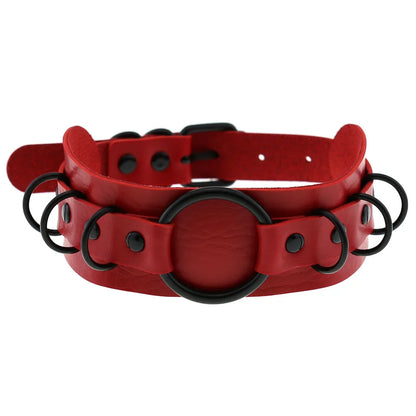 BDSM Punk Black Metal Tassel Red Choker Necklace Sexy Spiked Neck Strap Clavicle Collar Men Necklaces Halloween Women
