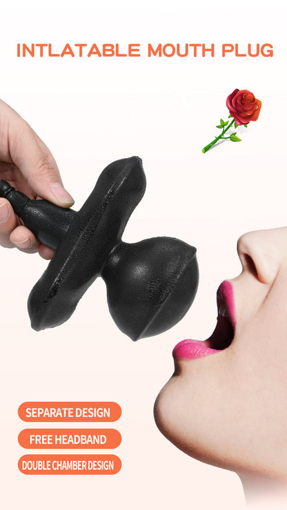 BDSM Super Huge Mouth Gag Strapless Inflatable Expansion Open Mouth Gag Restraint Bondage Adult Sex Toys for Women Couples Slave