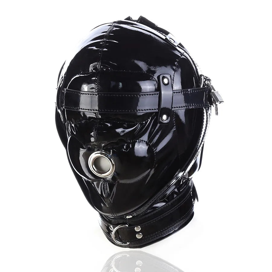 SM Leather Padded Hood Blindfold. Head Harness Mask Gag. BDSM Bondage. Sex Toys For Couples Accessories