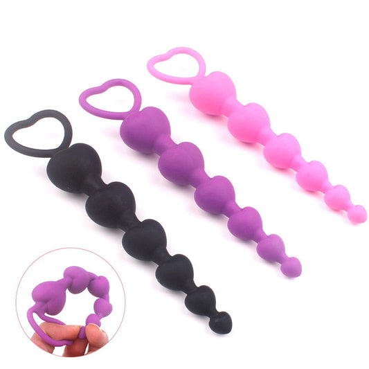 Heart Beads Soft Anal Plug Anus Toys Big Balls Silicone G-Spot Stimulating Butt Plugs Adult Sex Couple Sexy