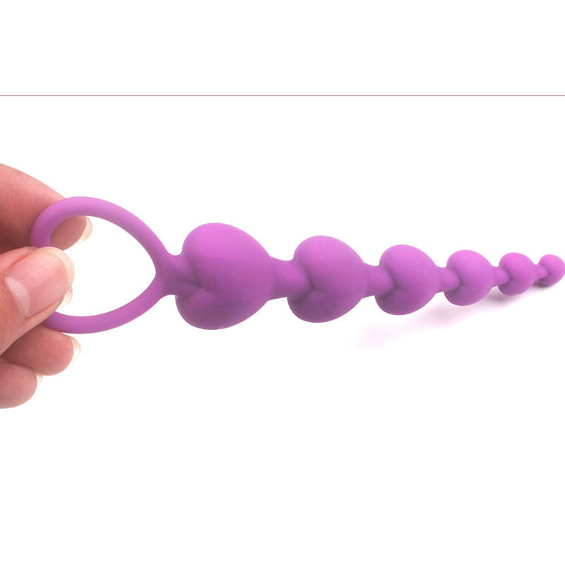 Heart Beads Soft Anal Plug Anus Toys Big Balls Silicone G-Spot Stimulating Butt Plugs Adult Sex Couple Sexy