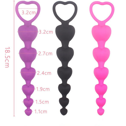 Heart Beads Soft Anal Plug Anus Toys Big Balls Silicone G-Spot Stimulating Butt Plugs Adult Sex Couple Sexy