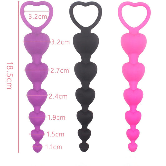 Heart Beads Soft Anal Plug Anus Toys Big Balls Silicone G-Spot Stimulating Butt Plugs Adult Sex Couple Sexy