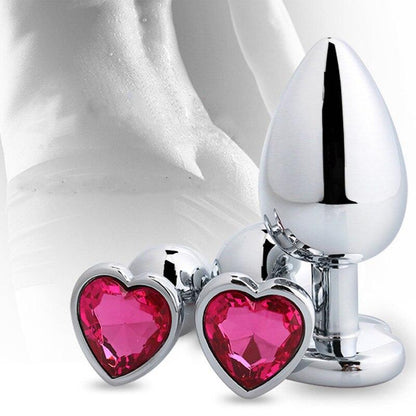 Heart Shaped Metal Anal Plug Sex Toys Stainless Smooth Steel Butt Plug Tail Crystal Jewelry Trainer for Women/Men Anal Dildo