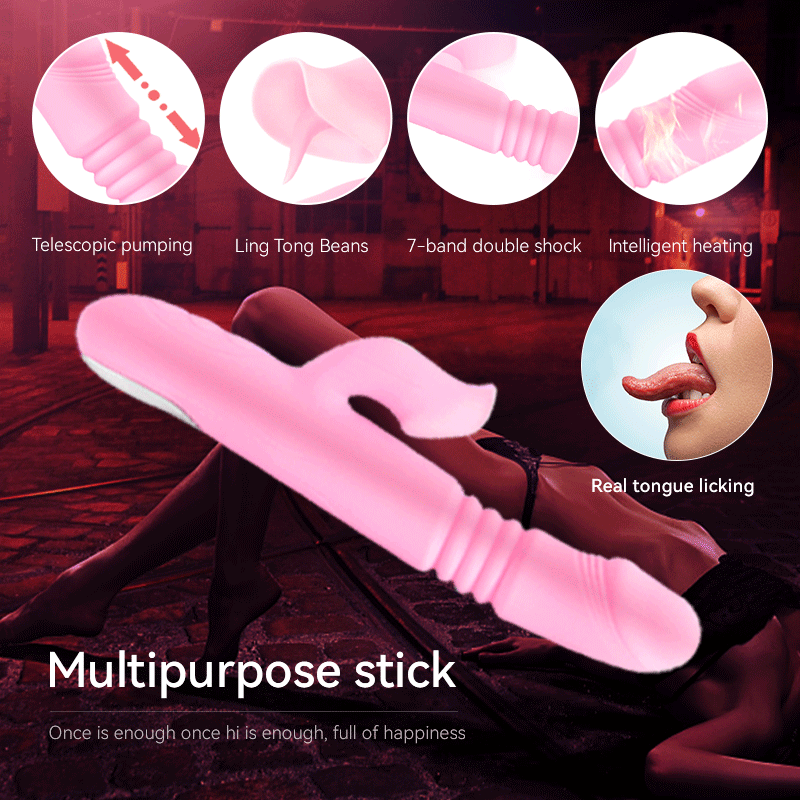 Heating Powerful Telescopic Vibrator for Women Tongue Licking Sex Toys Soft Silicone Clitoral Massage Stick Female Masturbator