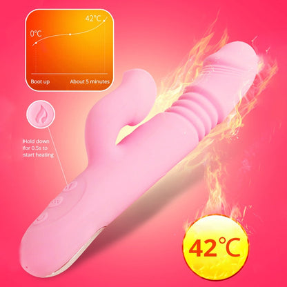 Heating Powerful Telescopic Vibrator for Women Tongue Licking Sex Toys Soft Silicone Clitoral Massage Stick Female Masturbator