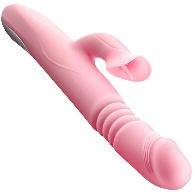 Heating Powerful Telescopic Vibrator for Women Tongue Licking Sex Toys Soft Silicone Clitoral Massage Stick Female Masturbator