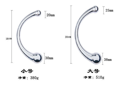Double Ended Stainless Steel G Spot Wand Massage Stick Pure Metal Penis P-Spot Stimulator Anal Plug Dildo Sex Toy for Women Men