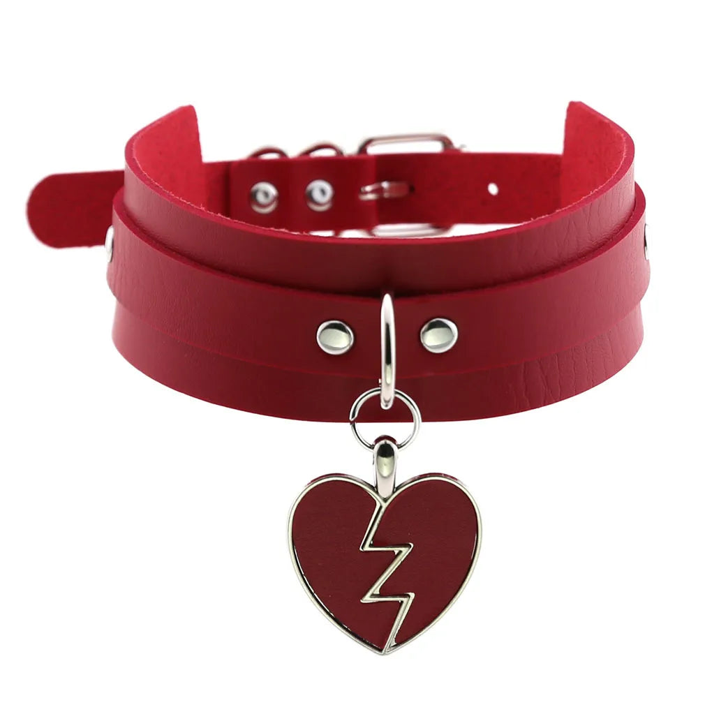 BDSM Punk Black Metal Tassel Red Choker Necklace Sexy Spiked Neck Strap Clavicle Collar Men Necklaces Halloween Women