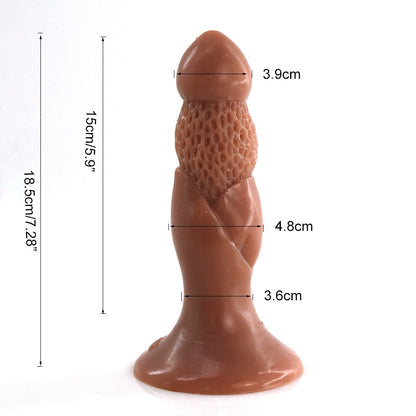 FAAK Mushroom Shape Anal Plug with Suction Cup Dual Layer Silicone Dildo Butt Sex Toys Skin Color Honeycomb Surface Stimulate