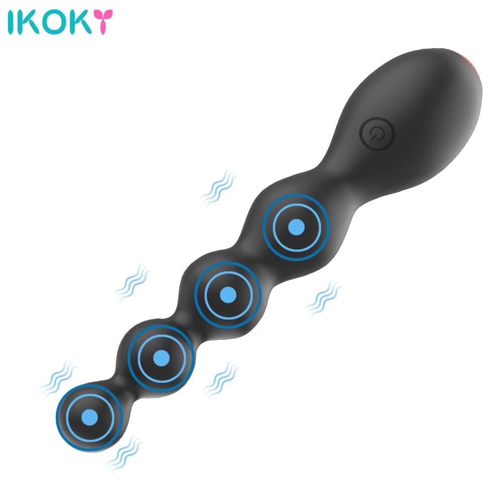 IKOKY 10 Speed Vibrating Butt Plug Sex Toy for Women Clitoris Stimulator Prostate Massager Erotic Anal Beads Vibrator