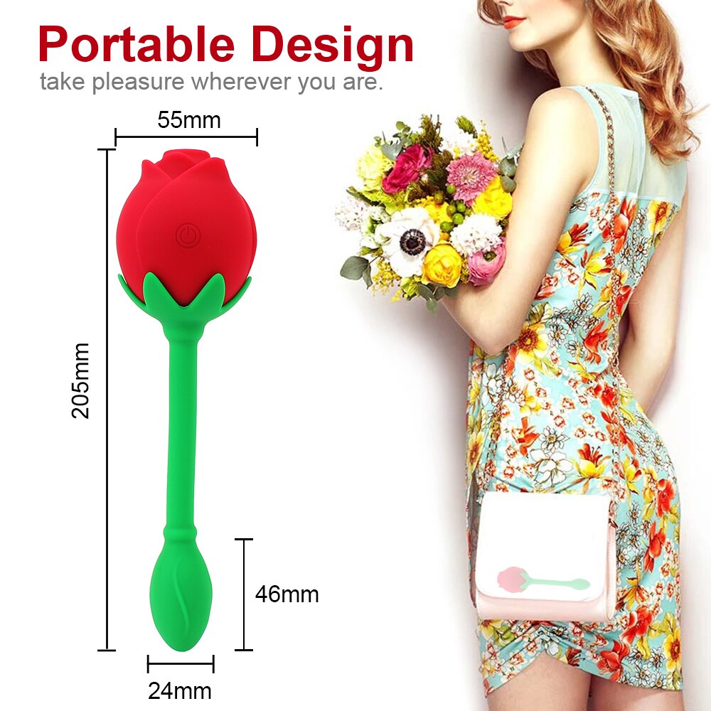 IKOKY 2-in-1 Anal Plug Sucking Vibrator Tail Vibration Clitoris Stimulation Vagina Nipple Massager Rose Shape Sex Toys for Women