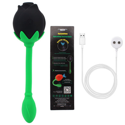 IKOKY 2-in-1 Anal Plug Sucking Vibrator Tail Vibration Clitoris Stimulation Vagina Nipple Massager Rose Shape Sex Toys for Women