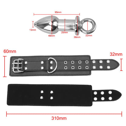 IKOKY Handcuff Bondage Kit Sex Toys for Women Leather Wrist Cuff Sex Restraints with Anal Plug Anal Plug Erotic Enema