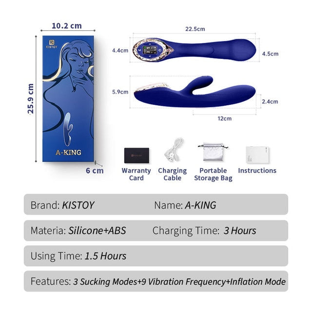 KISTOY A-King Series Powerful Vibrating Function Realistic Clitoris G Spot Stimulator Heating Dildo Sex Toy for Women