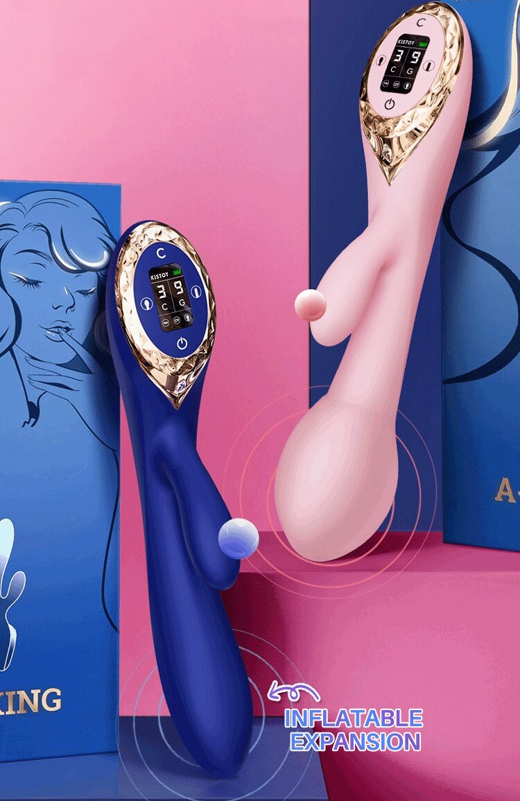 KISTOY A-King Series Powerful Vibrating Function Realistic Clitoris G Spot Stimulator Heating Dildo Sex Toy for Women