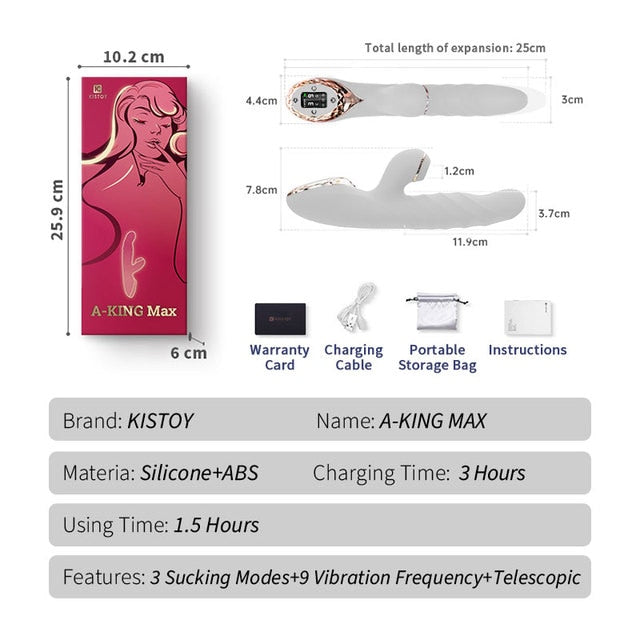 KISTOY A-King Series Powerful Vibrating Function Realistic Clitoris G Spot Stimulator Heating Dildo Sex Toy for Women
