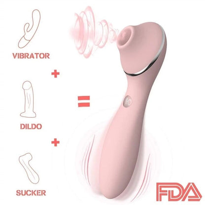 KISTOY Polly Plus 2-in-1 Warmer Vibrator Clitoris Sucking G-spot Stimulator Vibrating Dildo Sex Toys for Women