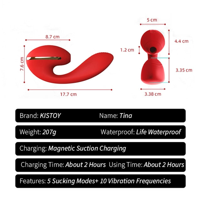 KISTOY Tina Wearable Sucking Vibrator Heating G-spot Stimulator Powerful Clitoris Sucker Sex Toys for Women