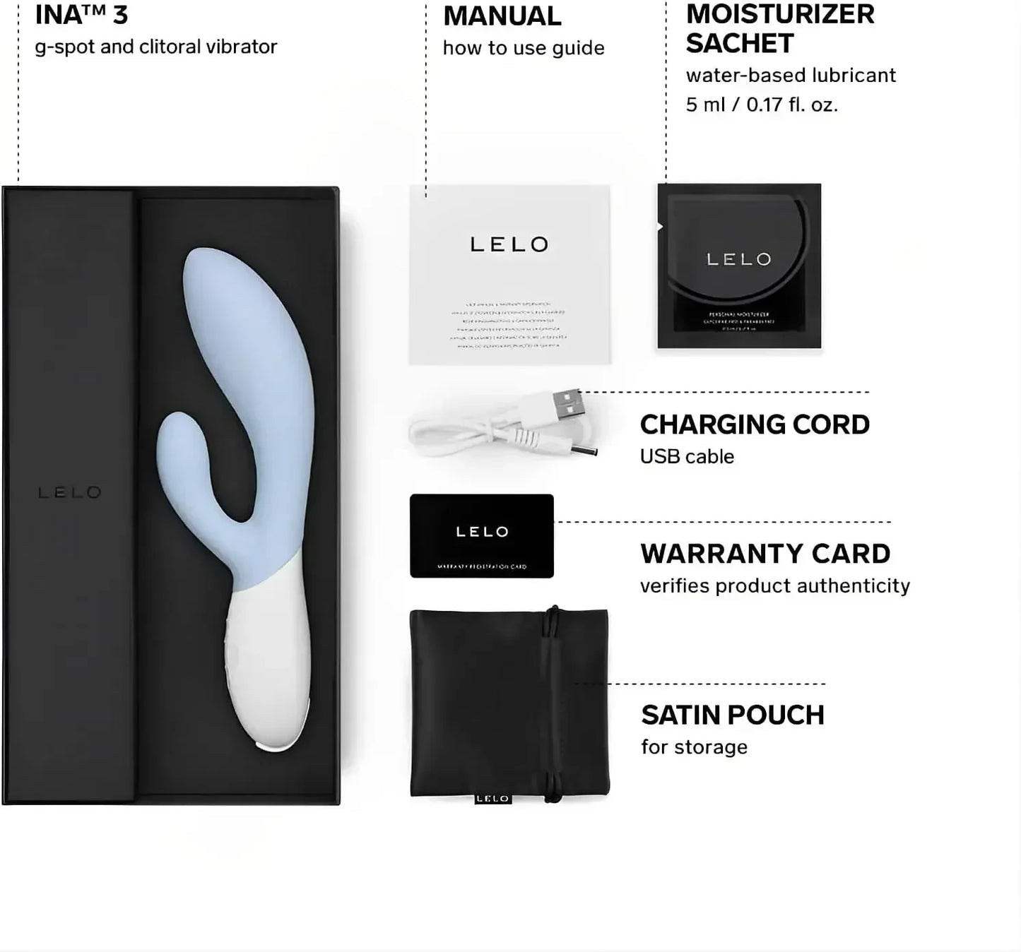 LELO INA 3 G Spot Rabbit Vibrator Clitoral Rabbit Vibrator for Women Rabbit Sex Toy for Women with 10 Vibrating Modes. Adult Toys