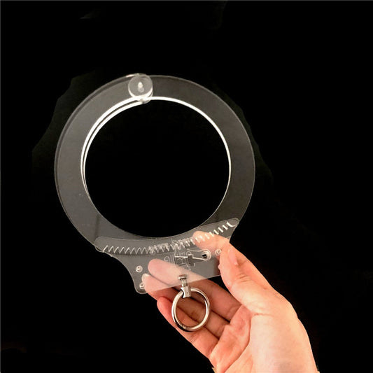 Latest Clear Crystal Adjustable Restraint Necklace Collar with Metal Ring Restraint Adult Bondage BDSM Sex Toy for Male Female
