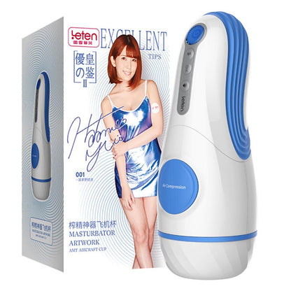 LeTen Masturbator Automatic Retractable Heating Cup Deep Throat Blowjob Masturbation Sucking Thrusting Vibrator Sex for Adult